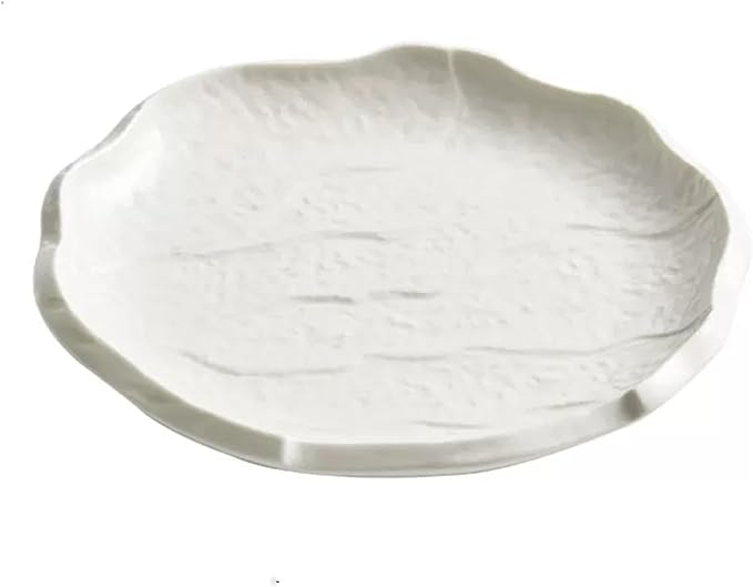 SONGCHAO Party Supplies Pure White Plate Ceramic Plate Irregular Plate Dish Dessert Plate Home Tableware Salad Plate Cafe Flat Plate Party Plates (Color : Large)