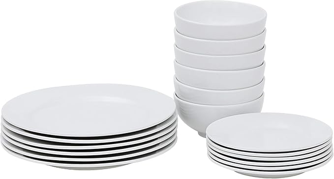 Smartxchoices 18-Piece White Dinnerware Set, Service for 6, Plates, Dishes, Bowls Sets, Dishwasher and Microwave Safe