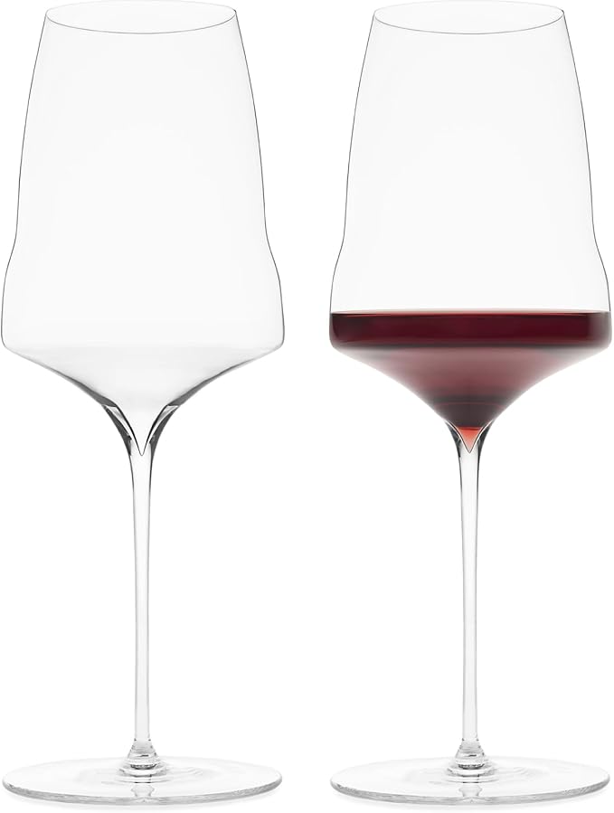 Josephinenhütte® JOSEPHINE N° 2 Wine Glasses [THE GLASS FOR CONNOISSEURS] – handcrafted & mouth-blown – set of 2 for medium-bodied white, rosé, and red wine – functional design for intense aroma