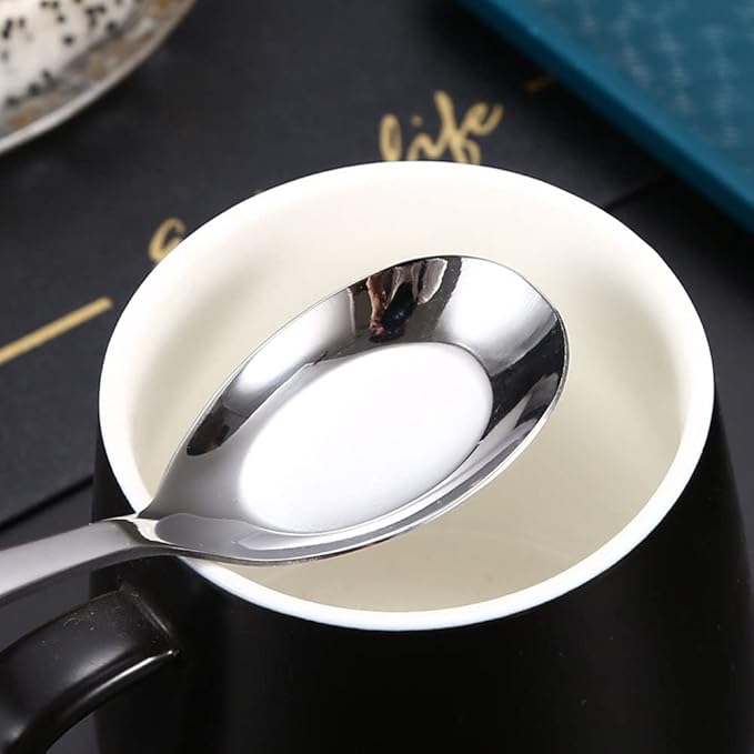 5 PCS Stainless Steel Soup Spoons, Mirror Finish - Kitchen Serving & Dessert Spoons for Soup, Rice, Tea, Milk, Coffee, Dessert & Ice Cream (Rose Gold)