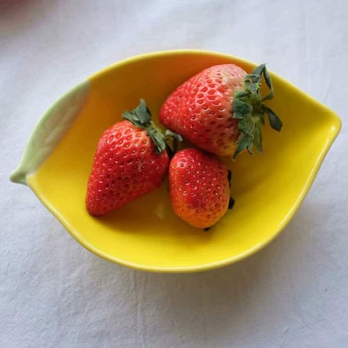 Ceramic Appetizer Plate Fruit Shape Plate Dessert Plate Salad Pasta Bowls Food Serving Tray for Fruit Cheese Dessert Snack-Yellow