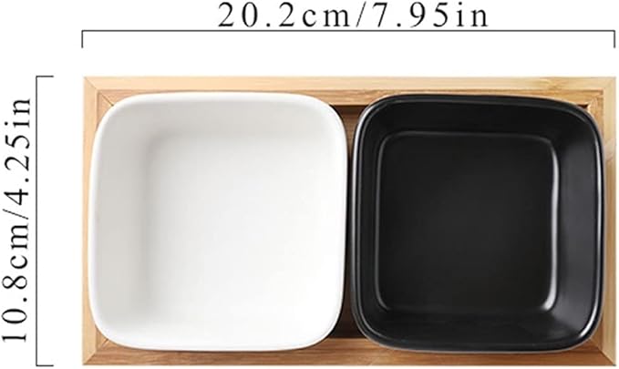 Sauce Dish 2pcs Snack Serving Platter with Tray Ceramic Fruit Appetizer Nuts Vinegar Serving Plate Sauce Dish for Home Party Restaurant(Two Compartments) Dipping Bowls (A)