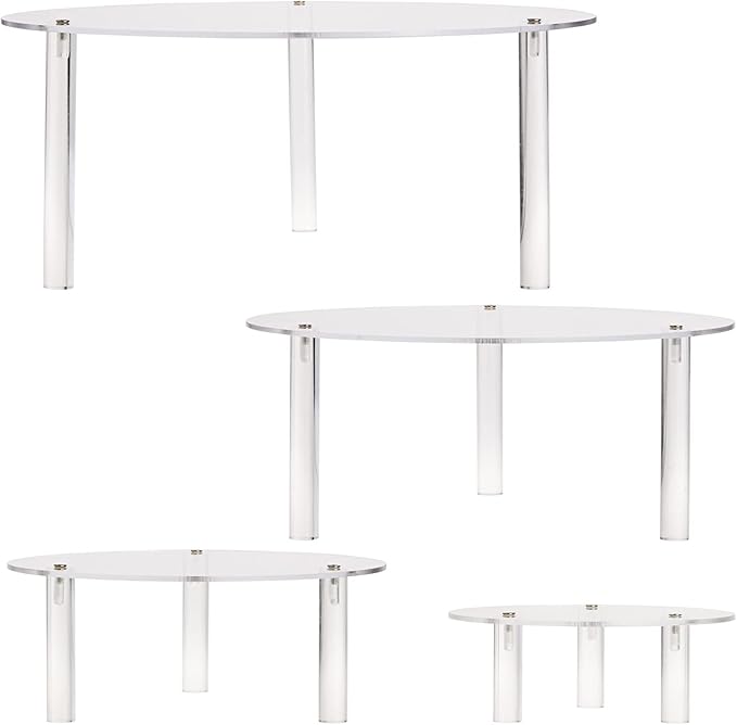 Juvale 4-Piece Round Acrylic Cake Stand Set - Versatile Dessert Display - Customizable Multi-Tier Buffet Risers - Easy-Store Stackable Acrylic Cupcake Stand - 6 in, 8 in, 10 in & 12 in, Clear
