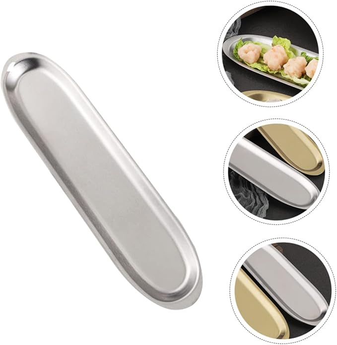 Homoyoyo Stainless Steel Cutlery Tray Silver Trays for Serving Chinese Plates BBQ Plate Multi-Function Household Tableware