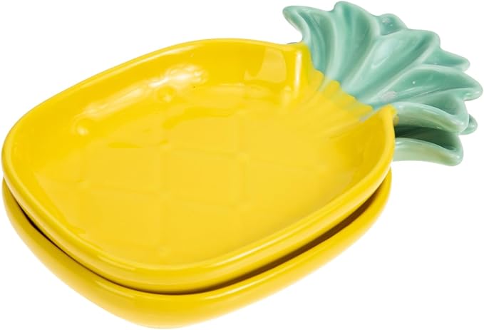 VOSAREA 2pcs Pineapple Shape Sauce Plate Ceramic Condiment Dish Reusable Plates Italian Seasoning Small Dish for Sauce Seasoning Snacks