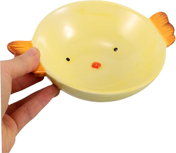 Zerodeko Ceramic Plate with Adorable Cartoon Design Multi Functional Snack Serving Platter Chicken Shape Dish for Home School and Outdoor Treats