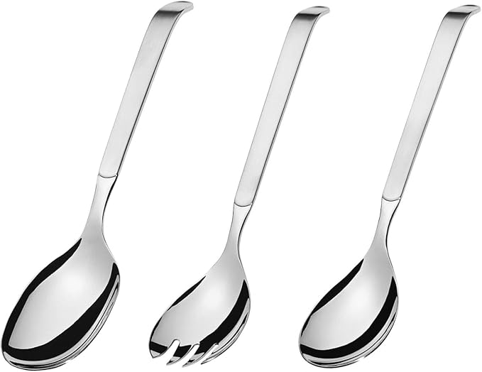 Amefa Stainless Steel Serving Set 3 Piece Large:Spoon, Large Salad, Large Salad Serving Fork