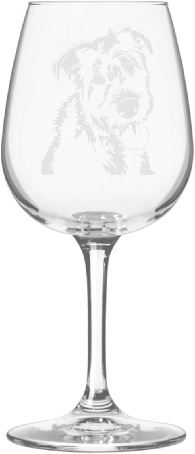 Irish Wolfhound Dog Themed Etched All Purpose 12.75oz Wine Glass