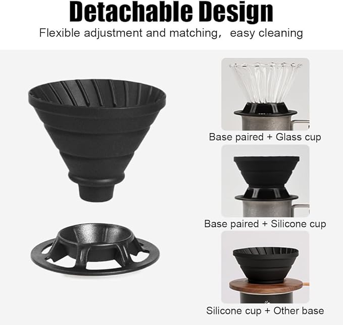 Collapsible Pour Over Coffee Dripper, Silicone Camping Coffee Filter for Travel Camping Office Home