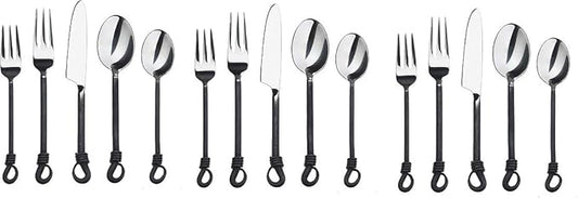 Twist and Shout Stainless Steel Flatware Set Service for Persion Modern Silverware Utensils Set Kitchen Restaurant, Wedding, Party Dinnerware Accessories (3 Set)