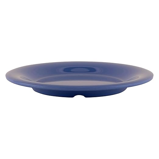 G.E.T. 6.5" Blue Heavy-Duty Wide Rim Melamine Appetizer Plate (Set of 4)