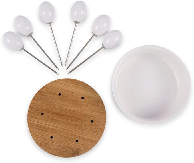 PICNIC TIME NFL Symphony Appetizer Serving Tray Set, Party Platter Set, Appetizer Plate, (Bamboo & White Ceramic)