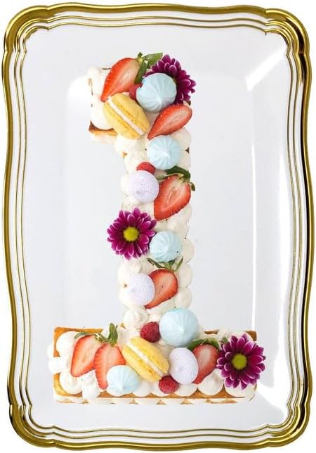 's Aristocrat Collections:13 X 9 inches Rectangular Serving Trays White & Gold Border: BPA Free for All Occasions: 12CT