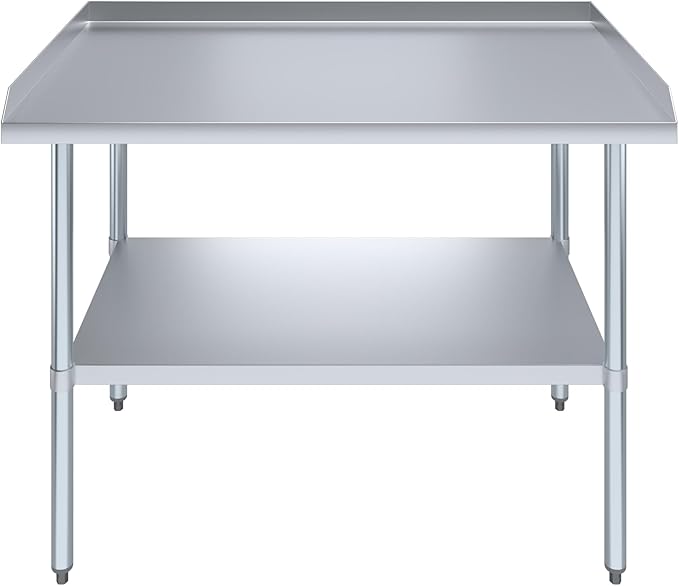 AmGood Commercial Work Table with Backsplash and Sidesplashes | Height: 35" | Stainless Steel Prep Table for Kitchen, Restaurant, Garage, Laundry | NSF (48" Long x 30" Deep)
