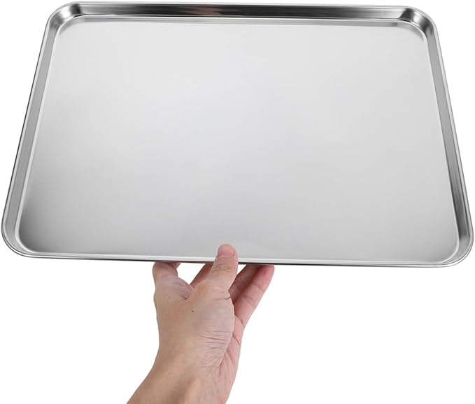 Healifty 2pcs Stainless Steel Steaming Tray Chinese Liangpi Steamer Pan Rectangular Serving Tray Platter Easy Clean Modern Minimalist Style