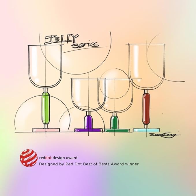 MU16 Jelly Collection large wine glass Crystal Wine Glasses 12.5 oz – Lead-Free Drinking Glasses for Easter, Parties, Weddings, and Anniversaries Citrus Fizz