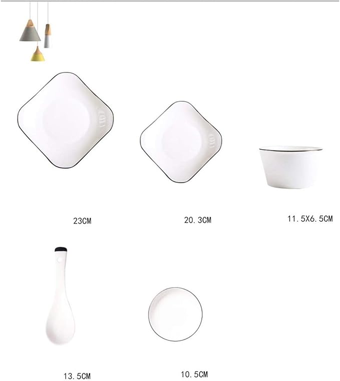 16 Pieces White Black Line Ceramic Tableware Dinner Set,