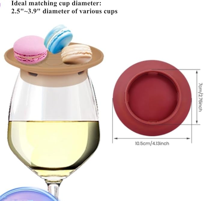 2-in-1 Silicone Cup Cover & Snack Tray - Fits Most Tumbler, Water Bottle, & Ceramic Coffee Mug Between 2.6" - 3" for Wine Parties, Dishwasher Safe Mini Appetizer Dishes (Set of 3)