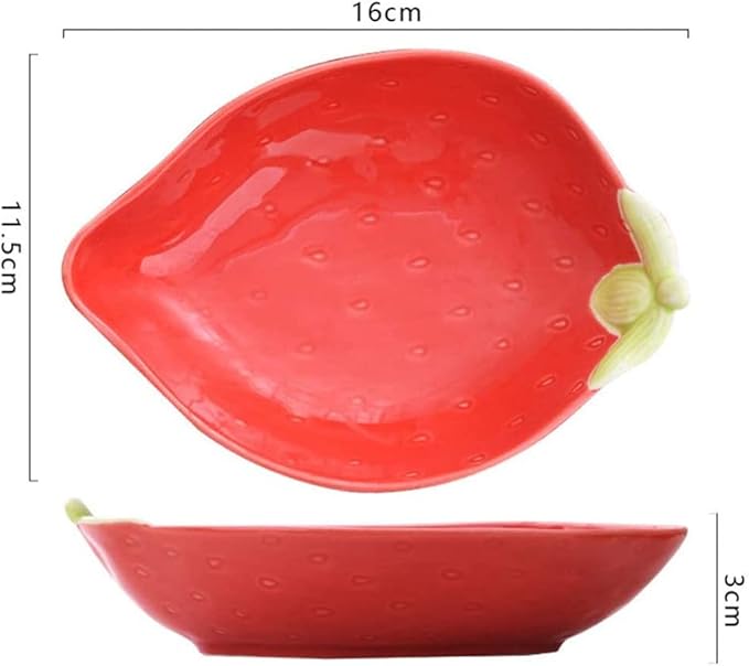 Ceramic Appetizer Plate Fruit Shape Plate Dessert Plate Salad Pasta Bowls Food Serving Tray for Fruit Cheese Dessert Snack-Red