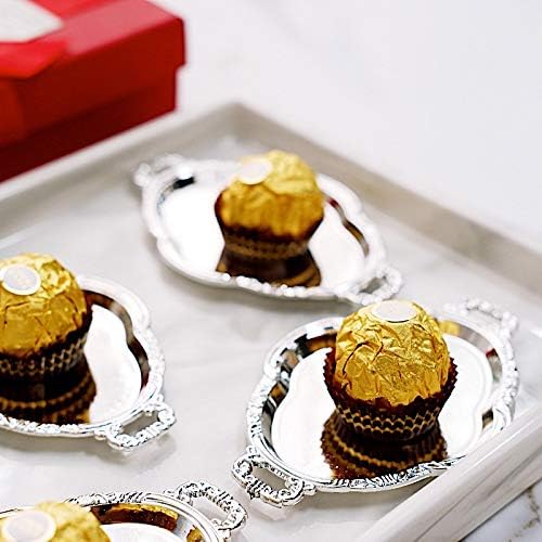 12 Silver 4.5 in Long Metallic Mini Oval Trays Favor Holders Wedding Party Events Home Accessories Decorations Supplies