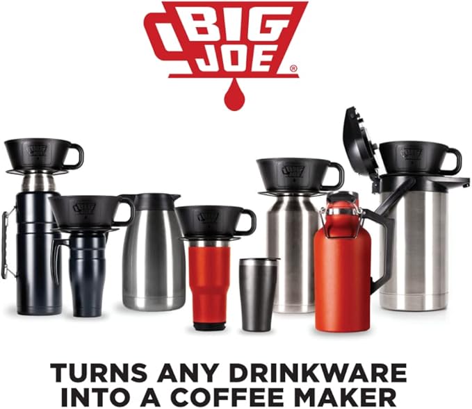 BIG JOE® Large Pour Over Coffee Maker w/ 50 Filters, Brews from 12 up to 75 Ounces, Fits Any Drinkware, Dishwasher Safe, Made in USA