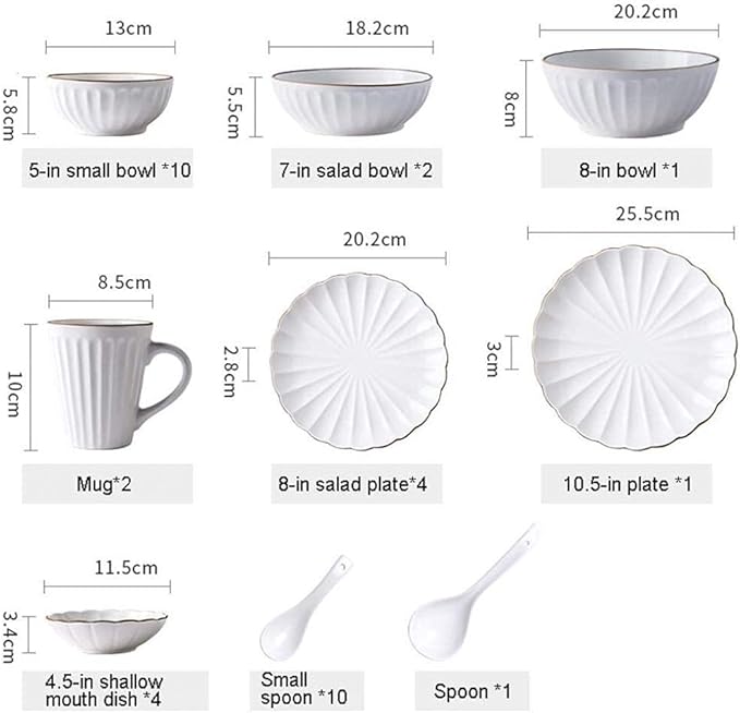 Ceramic Tableware Set, 35 Pieces Of Simple White Porcelain, Petal-shaped Plate And Bowl Combination, Home Banquet Tableware, Healthy And Durable Ceramic