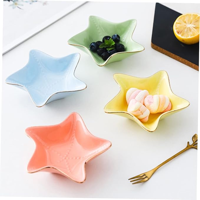 Zerodeko 3pcs Ceramic Seasoning Dishes for Appetizers Kitchen Spice Storage Non- Plates for Home Parties Bbq and Outdoor Use Color Random