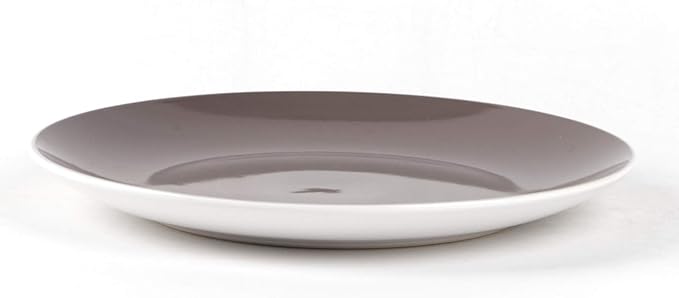 Stoneware Coupe Shape 12pc Dinnerware Set, Outside White + Inside Taupe