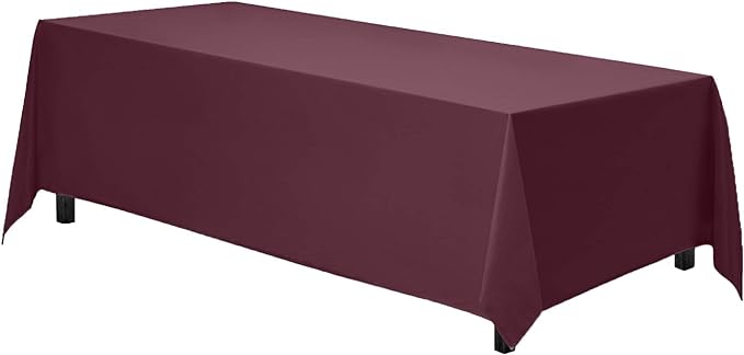Gee Di Moda Rectangle Tablecloth - 90 x 132 Inch Burnt Orange Table Cloth for 6 Foot Tables with Floor-Length Drop - Heavy Duty Washable Fabric for Holiday Party, Dinner, Weddings & Baby Shower