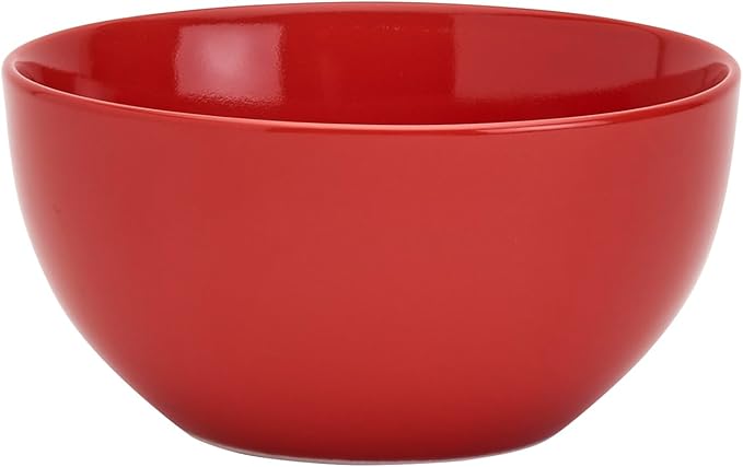 Tabletops Gallery 12-Piece Camila Patterned Ceramic Dinnerware Set of Kitchen Dishes, Dinner Plates, Cereal Bowls, Service for 4, Red