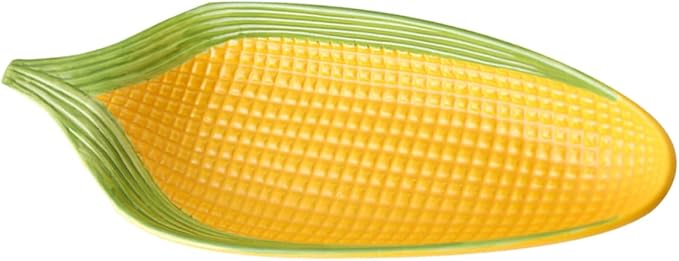 1PC Hand Painted Ceramic Corn Snack Plate Refreshment Serving Dish Unique Kitchen Utensil for Appetizers Fruits Snacks Decorative Tableware for Parties Gatherings