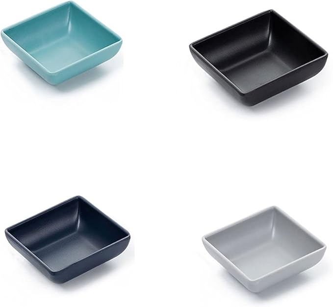 Condiment Tray Soy Sauce Dish Set of 10 Melamine Plastic Dipping Bowls Mini Appetizer Plates for Sushi Ketchup Soy Sauce Vinegar Serving Seasoning Dishes Dip Sets(A)