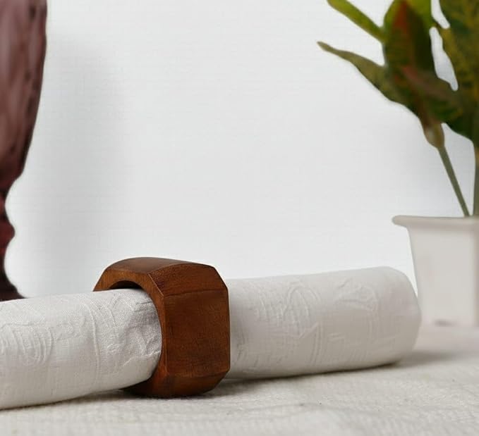 Napkin Rings Dining Table Napkin Holder, Classic Everyday Use Thanksgiving, Christmas Napkin Rings Buckles,Festive Party Gift Farmhouse for Table (Cut Square Set of 12)