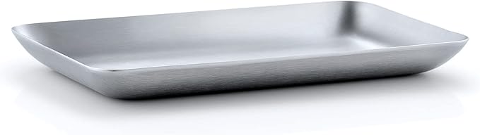 blomus Basic Tray, 10 x 17 cm, matt Brushed Stainless Steel, 6.7L x 4.33W in
