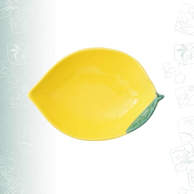 Ceramic Appetizer Plate Fruit Shape Plate Dessert Plate Salad Pasta Bowls Food Serving Tray for Fruit Cheese Dessert Snack-Yellow