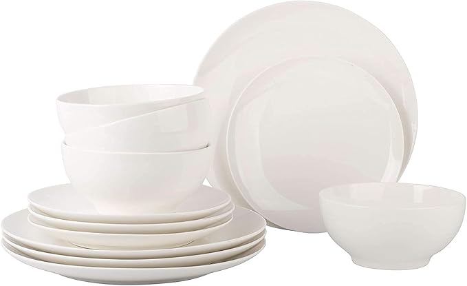 Porcelain Dinner Set Porcelain Kitchen Dinnerware Set Ceramic tableware Dinnerware Set – Set for 4 Dinnerware 12 pcs Set Dish –Durable Porcelain White Dinnerware Set, Plates and Bowls – Microwave