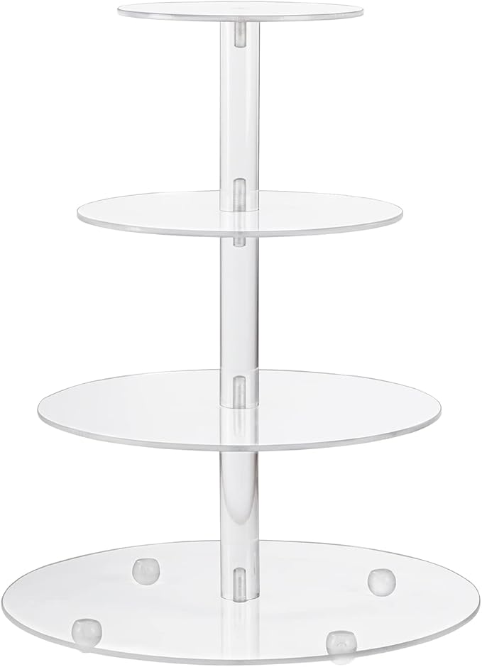 Acrylic Cupcake Stand Clear Cupcake Holder Display Stand Dessert Pastry Tower Stand for Wedding Birthday Bar Party Décor (Round - 4 Tier)