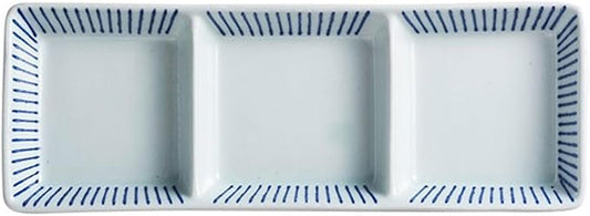 Sauce Dish Three Compartment Plate Ceramic Plate Sauce Bowl Sushi Dish Plate Multi Compartment Sauce Dish Vinegar Dish Plate Small Plate Snack Plate(C)