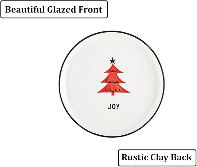 Santa Barbara Design Studio TableSugar Holiday Appetizer Plates, Set of 4, Red Trees