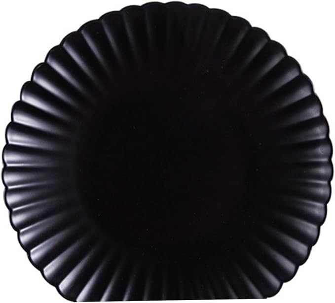 ABOOFAN Chrysanthemum Ceramics Plate Elegant Black Snack Dish for Serving Desserts Sushi and Fruits Matte Finish Dinnerware for Home and Kitchen Use