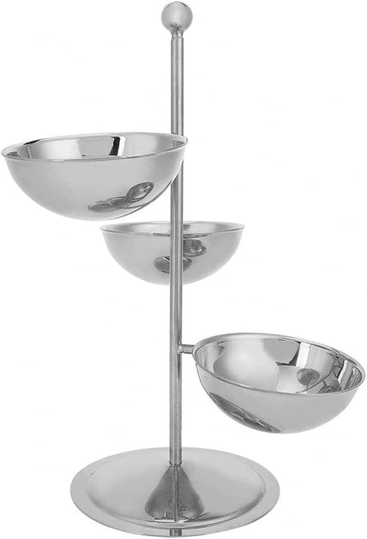 Multi-Tiered Serving Tray, Stainless Steel, 3 Tiers, Ideal for Desserts, Fruits, Snacks, and Appetizers, Dishwasher Safe