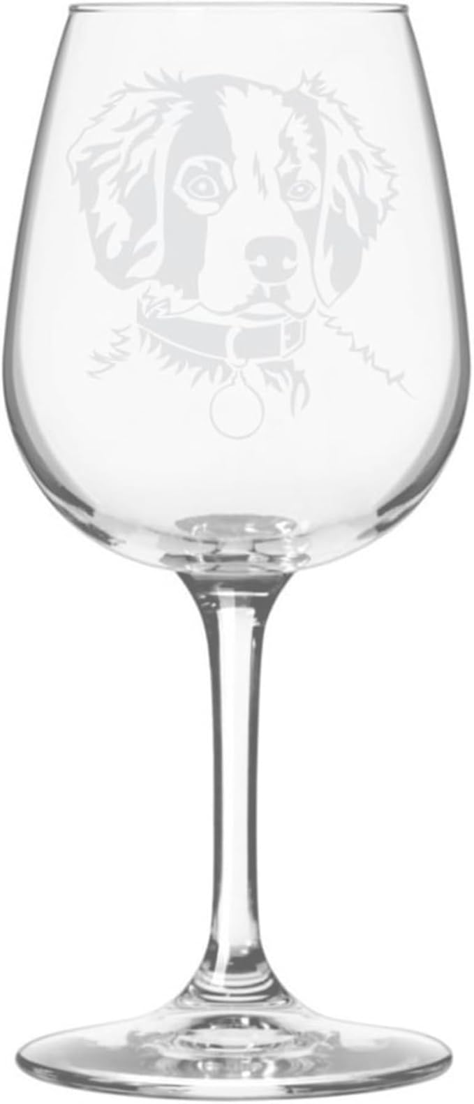 Etched Laser Art Brittany Spaniel Personalized Dog Themed Etched 12.75oz Wine Glass Custom Dog Breed Wine Glasses, Ideal for Pet Lovers, Unique Birthday Gift for Men & Women, Personalized Gift