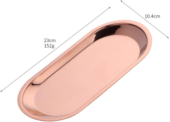 Buyer star Rose Gold 2PCS 9inch Stainless Steel Oval Tray Fruit Trays Storage Tray Dish Plate Cosmetics Jewelry Decorative Organizer