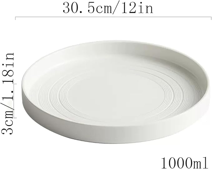 Kitchen Plates Ceramic Dinner Plate Home Kitchen Salad Plate Tableware Pure White Plate Round Simple Dessert Plate Flat Deep Plate Restaurant Plates(004)