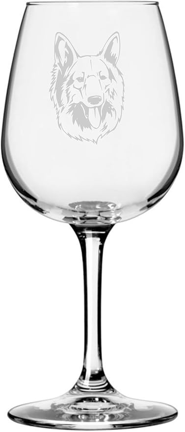 Etched Laser Art Personalized Dog Themed Etched Wine Glass - Custom Dog Breed Wine Glasses for Pet Lovers, Unique & Personalized Birthday Gift for Men & Women - Shiloh Shepherd Customized, 12.75 oz