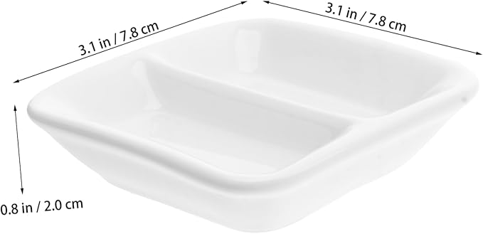 LIFKOME 2pcs Pure White Ceramic Snack Plate Condiment Plate Sauce Dishes Serving Tray Lid for Appetizers Birds Pets Charcuterie