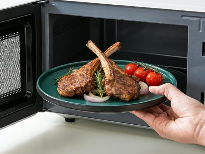 Ceramic Dinner Plates, 10.25 Inch Flat Dish Set for 4, Perfect for Family and Entertaining, Microwave & Dishwasher Safe, Dinner Dishes for Steak, Sandwiches, Pizza, Pasta, Modern Green