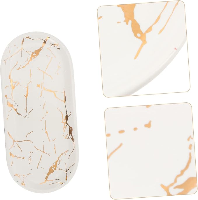 Alipis 1Pc Elegant Marble Pattern Ceramic Food Plate for Sushi Appetizers and Dishes for Home Restaurant and Party Serving Easy to Clean with Smooth Surface