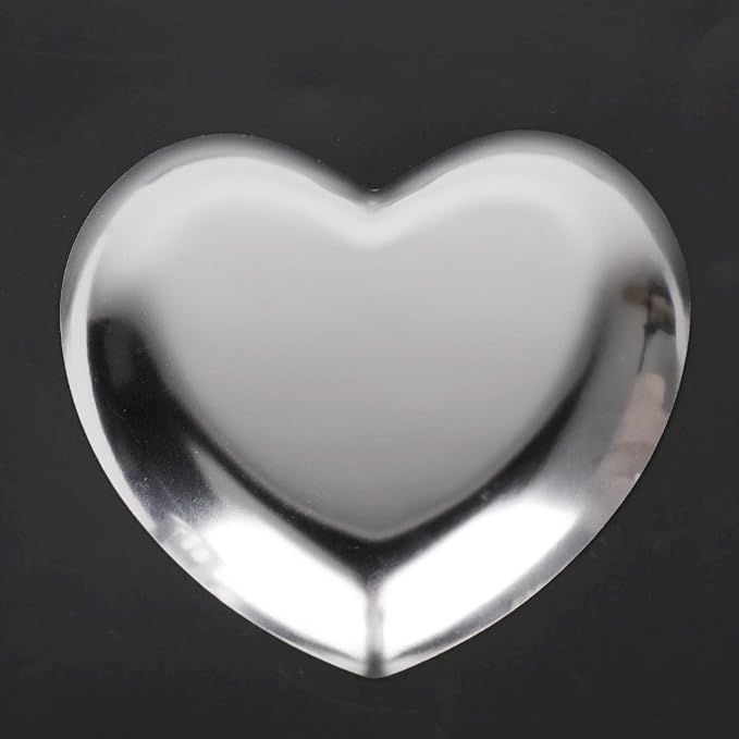 Tyenaza Heart Shaped Jewelry Box, Stainless Steel Heart Shaped Plate Tea Tray Fruit Tray Cosmetics Jewelry Organizer(Silver)