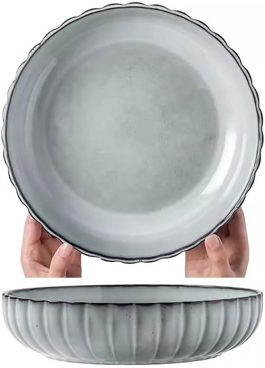 Kitchen Plates Ceramic Deep Plate Household Crayfish Plate Retro Fruit Plate Vegetable Plate Soup Plate Boiled Vegetable Plate Restaurant Plates